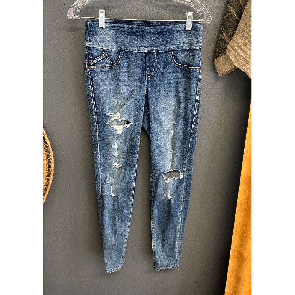 Rock &‎ Republic Denim Rx Fever Pull On Blue Jeans Size 4M Stretch Distressed